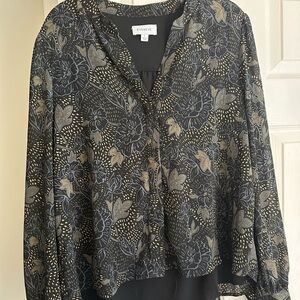 Evereve Black Floral Women's Top L